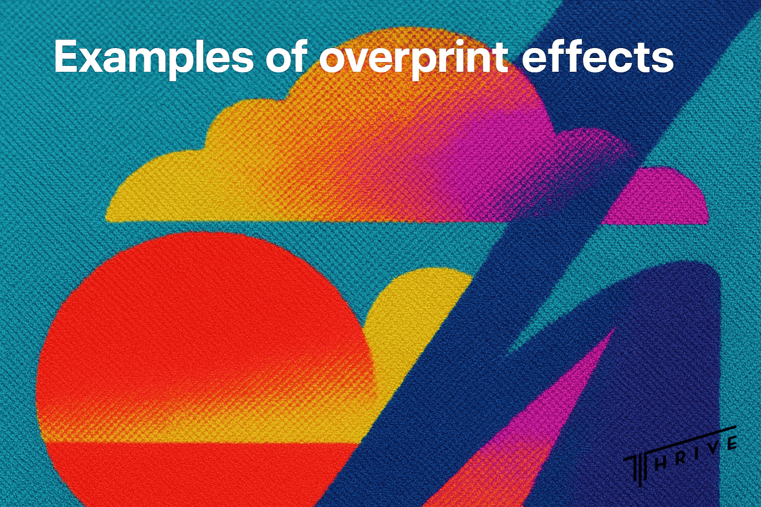 overprint‑effects‑apparel‑color‑mix Close‑up of a garment print showing transparent inks overlapping and creating mixed colours