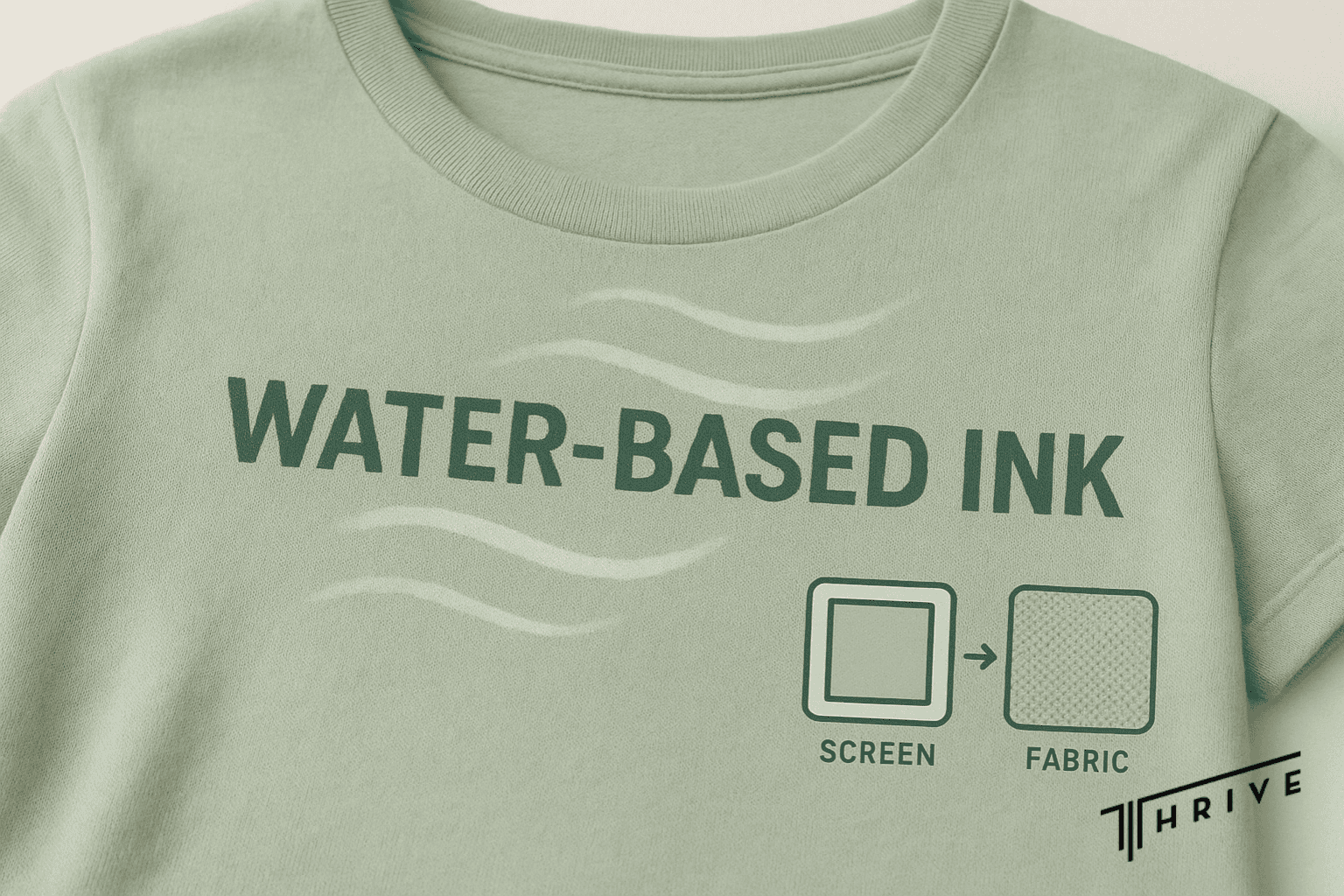 water-based-screen-printing-phoenix-fabric Close-up of a cotton t-shirt printed with water-based ink showing soft, breathable texture.